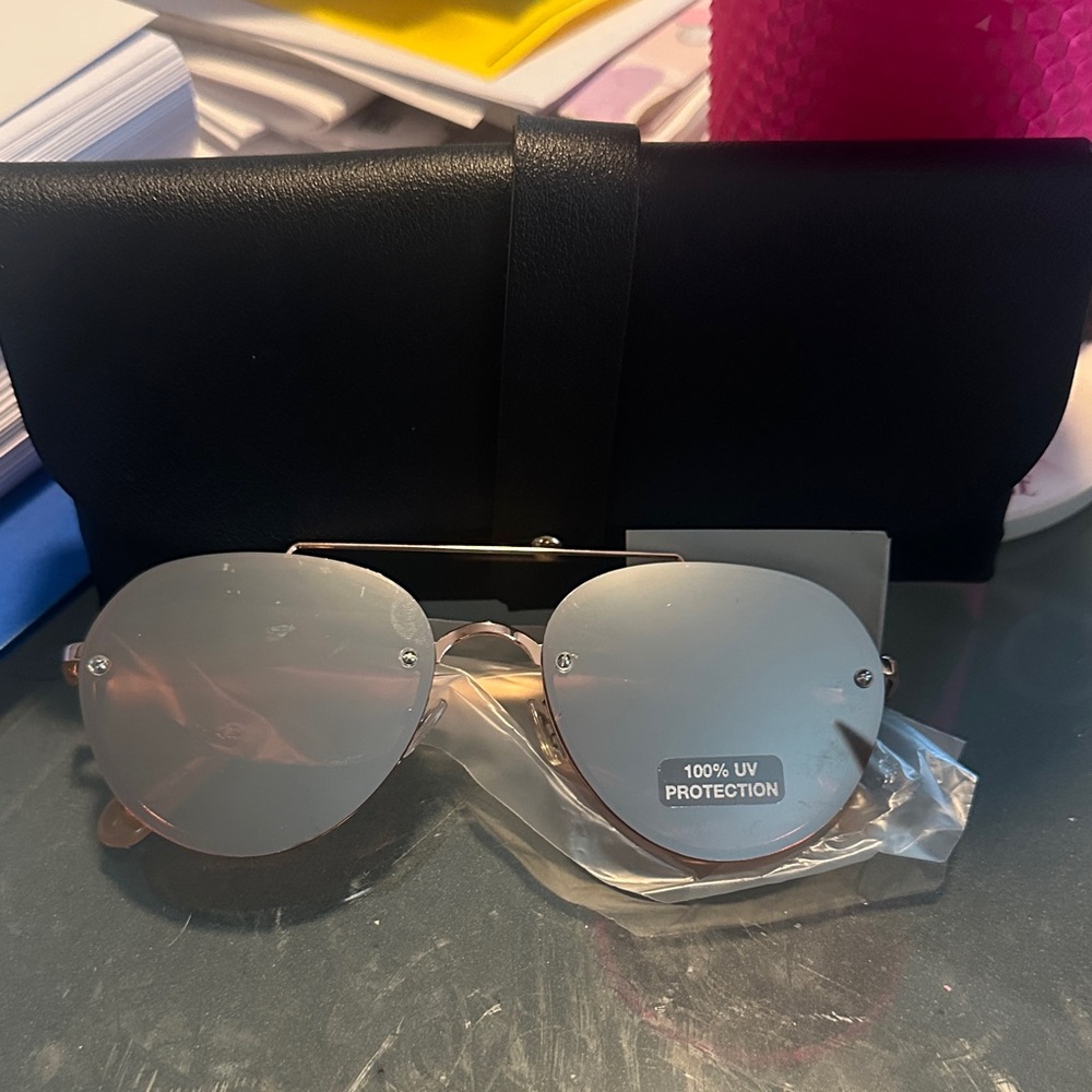 Fossil Rose Gold Aviator Sunglasses